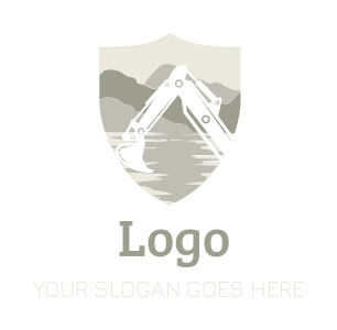 construction logo online excavator in shield