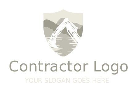 construction logo online excavator in shield