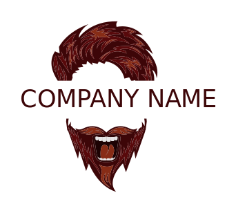 men salon logo template smiling hipster