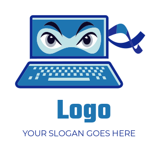 games logo eyes in laptop with ribbons