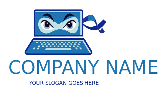 games logo eyes in laptop with ribbons