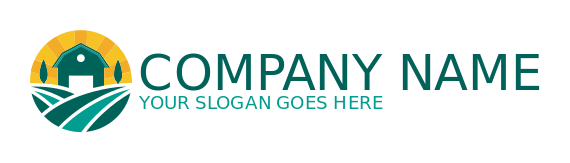 agriculture logo barn trees and fields in circle