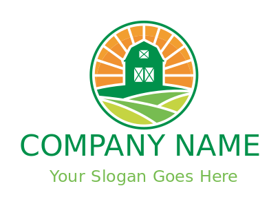 make an agriculture logo farm in circle sun rise
