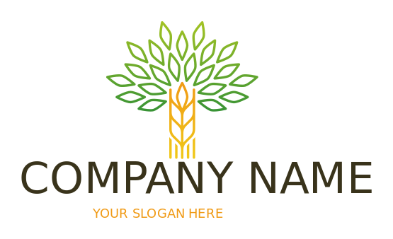 agriculture logo wheat leaves tree made of line