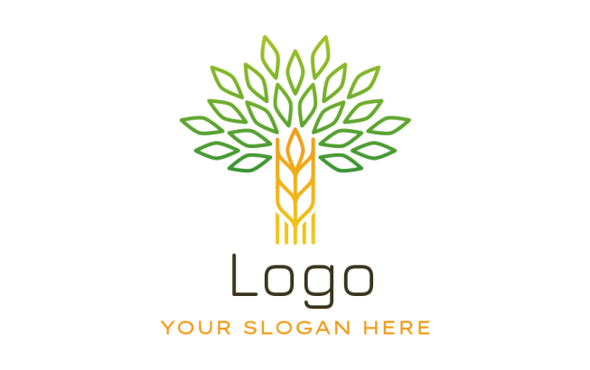 design an agriculture logo wheat leaves and tree made of line for agriculture 