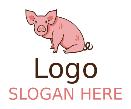 animal logo farm pig sitting on hind legs
