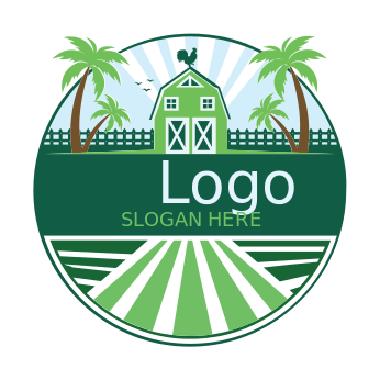 agriculture logo farmhouse with palm trees