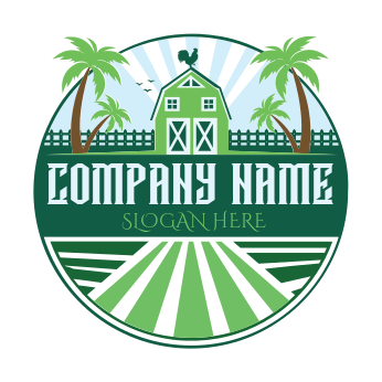 agriculture logo farmhouse with palm trees