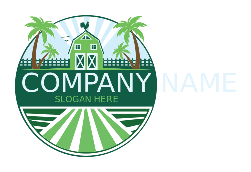 agriculture logo farmhouse with palm trees