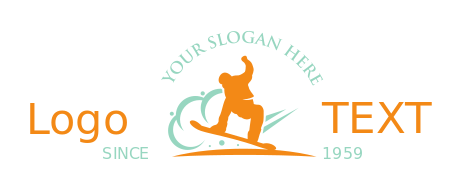 sports logo snowboarder swishing creating dust