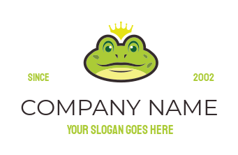 animal logo illustration fat frog face with crown