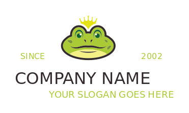animal logo illustration fat frog face with crown
