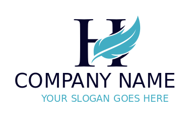 Letter H logo online with feather