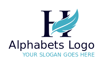 Letter H logo online with feather