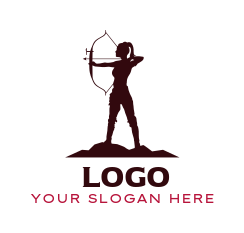 sports logo female archer holding bow and arrow