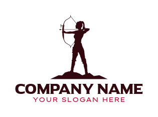sports logo female archer holding bow and arrow