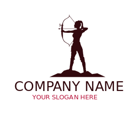 sports logo female archer holding bow and arrow
