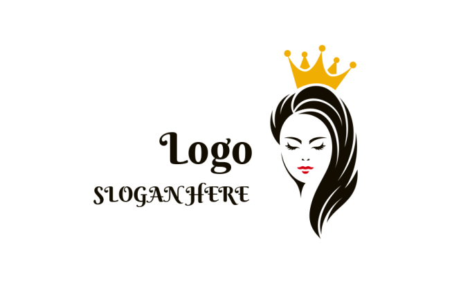 beauty logo maker woman face with crown
