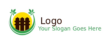 landscaping logo fence in circle with leaves