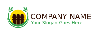 landscaping logo fence in circle with leaves