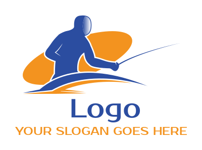 sports logo fencing player with sword