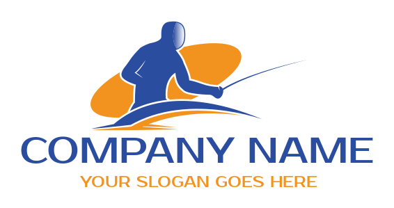 sports logo fencing player with sword