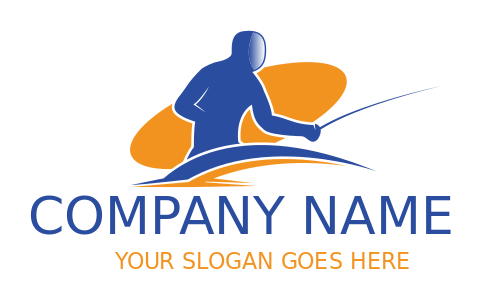 sports logo fencing player with sword