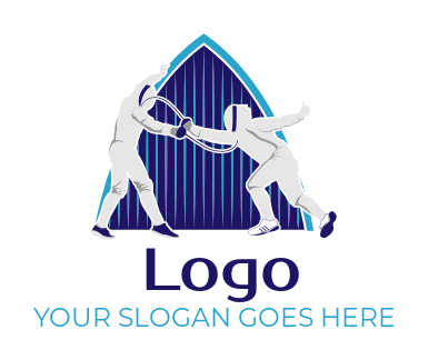 sports logo fencing players piercing each other
