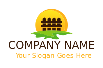 construction logo fencing with grass in circle