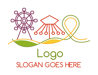 amusement park logo ferris wheel roller coaster | Logo Template by ...