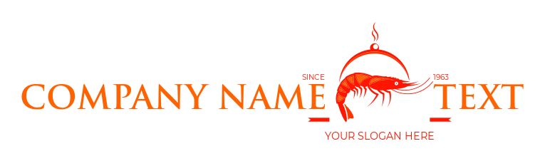 fiery red shrimp with food cloche logo template