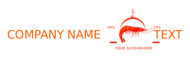 restaurant logo fiery red shrimp with cloche