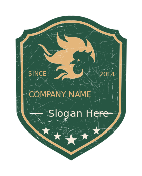 restaurant logo rooster head in shield