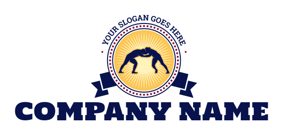 sports logo fighters wrestling within sunburst