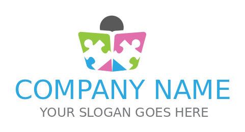 childcare logo figure reading puzzle book