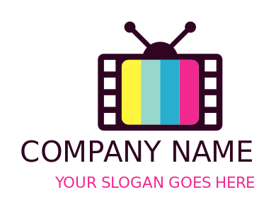entertainment logo maker film reel forming TV with antenna 