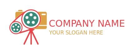 entertainment logo film reel in camera on tripod