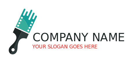 media logo icon film reel stand on paint brush