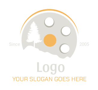 entertainment logo film tape with tree and sun