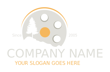 entertainment logo film tape with tree and sun