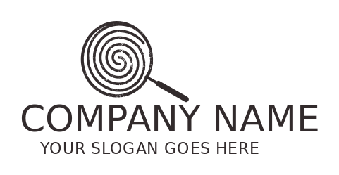 security logo fingerprint in magnifying glass