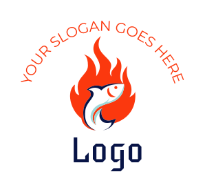 logo concept of fish inside fire