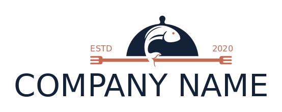 restaurant logo fish on ended forks in cloche