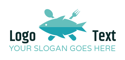 fish with fork and spoon in flat design