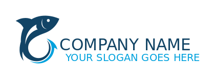 animal logo fish with tail merged with hook