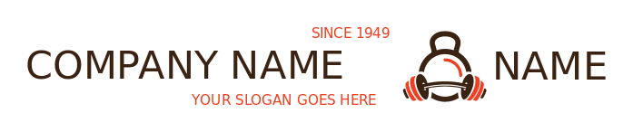 fitness center logo dumbbells and kettlebell