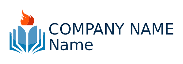 library logo icon flame on top of open book