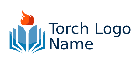 library logo icon flame on top of open book