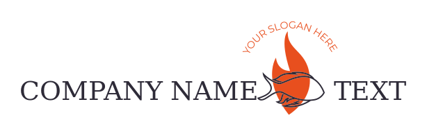 sea food restaurant logo flame with line art fish