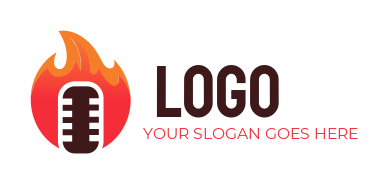 entertainment logo image flaming microphone - logodesign.net